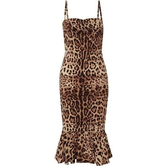 Dolce & Gabbana Runway Leopard Silk Midi Dress - Picture 2 of 9
